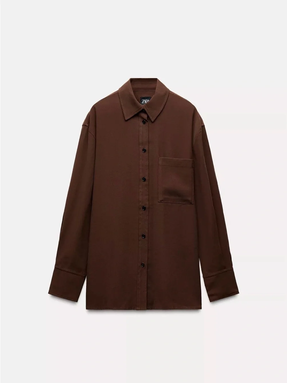 Zara Chocolate Brown Button-Front Shirt